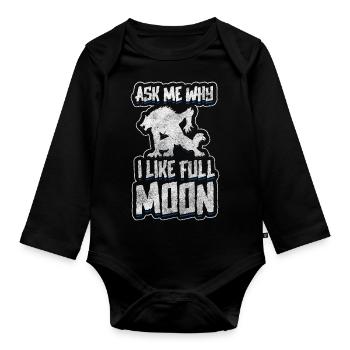 Pleine Lune Monstre Peur - Body Bébé bio manches longues - noir - Devant