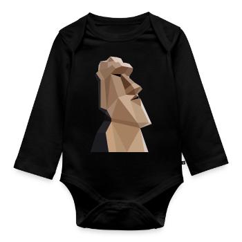 Statue moai - Body Bébé bio manches longues - noir - Devant