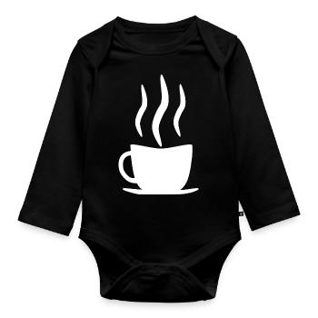 Coffee cup white - Organic Longsleeve Baby Bodysuit - black - Front