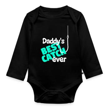 Daddys Best Catch Ever Fishing Child - Baby Bio-Langarm-Body - Schwarz - Vorne