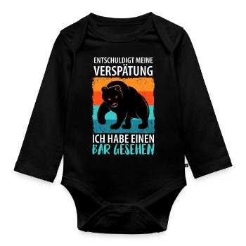 Bär Bären Raubtier - Baby Bio-Langarm-Body - Schwarz - Vorne