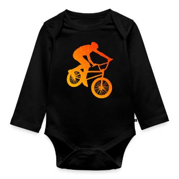 Vélo bmx homme femme bmx vélo jeune cyclisme - Body Bébé bio manches longues - noir - Devant