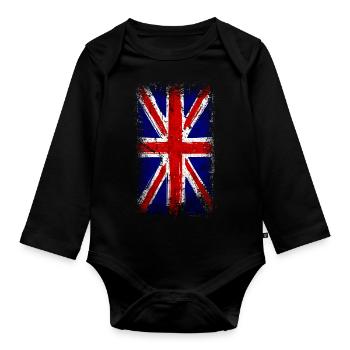 Union Jack Grande-Bretagne - Body Bébé bio manches longues - noir - Devant