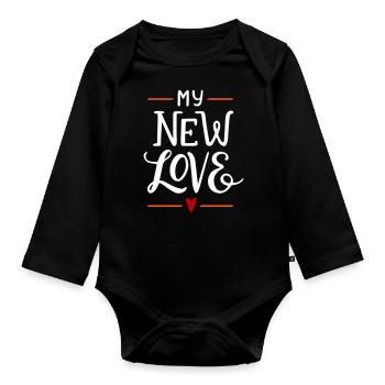 Great Love Große Liebe Neue Liebe Baby Kinder - Baby Bio-Langarm-Body - Schwarz - Vorne
