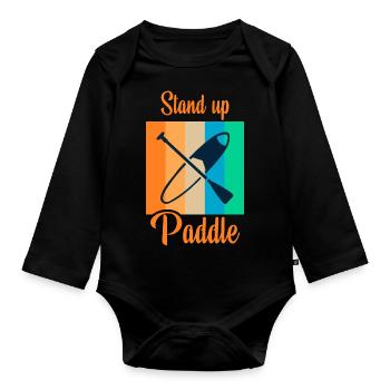 Stand up paddle - Body Bébé bio manches longues - noir - Devant