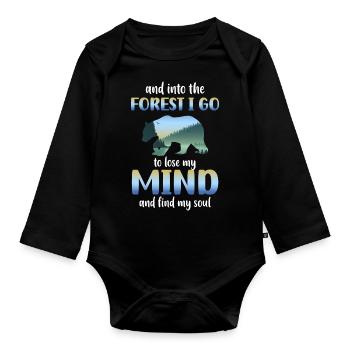 Natur Erholung Hirsch - Baby Bio-Langarm-Body - Schwarz - Vorne