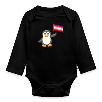 Mois de la Gay Pride Antarctique Animal Penguin Lesbienne LGBT - Body Bébé bio manches longues - noir - Devant