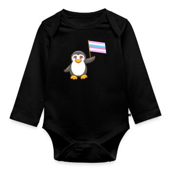 Gay Pride Antarctique Animal Pingouin Bigender LGBT - Body Bébé bio manches longues - noir - Devant