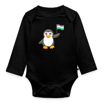 Antarctique Animal Gay Pride Pingouin Genderqueer LGBT - Body Bébé bio manches longues - noir - Devant