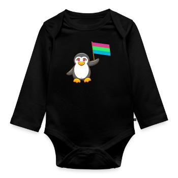 Antarctica Animal Gay Pride Pingouin Polysexuel LGBTQ - Body Bébé bio manches longues - noir - Devant