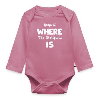 Home Is Where The Pitch Is - Organic Longsleeve Baby Bodysuit - mauve - Front