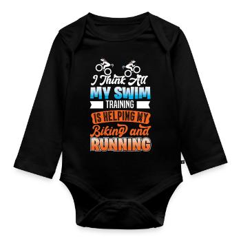 Triathlon Motiv für Triathleten - Baby Bio-Langarm-Body - Schwarz - Vorne