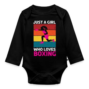 Boxen Boxer Kampfsport Boxring Boxhandschuhe - Baby Bio-Langarm-Body - Schwarz - Vorne
