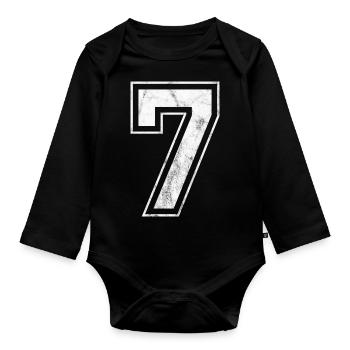 Nummer 7 - Baby Bio-Langarm-Body - Schwarz - Vorne