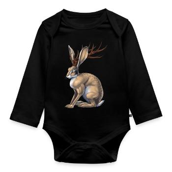 Cryptid Creature Jackalope - Organic Longsleeve Baby Bodysuit - black - Front
