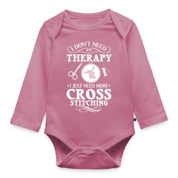 Cross Stitch Pattern Cross Stitch Needles Embroidery Weaving - Organic Longsleeve Baby Bodysuit - mauve - Front