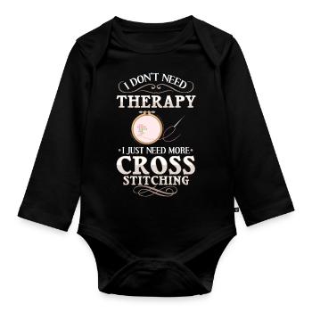 Cross Stitch Pattern Cross Stitch Needles Embroidery Weaving - Organic Longsleeve Baby Bodysuit - black - Front