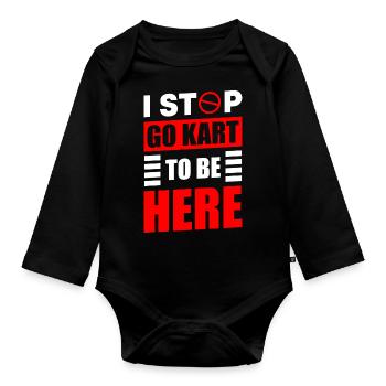 Kartbahn Karting Kartsport Kart fahren - Baby Bio-Langarm-Body - Schwarz - Vorne
