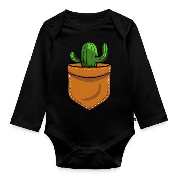 Cactus arbuste Cactus piquant jardinier de jardin - Body Bébé bio manches longues - noir - Devant