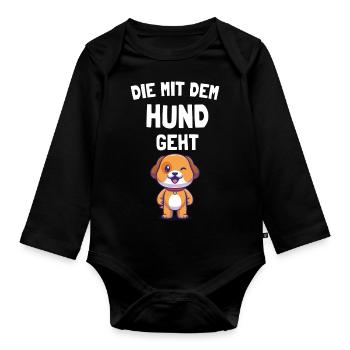 Die Mit Dem Hund Geht Hundebesitzer Hundefreunde - Baby Bio-Langarm-Body - Schwarz - Vorne
