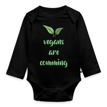 Vegan Vegan Animal Welfare Vegetarian Vegetarian - Organic Longsleeve Baby Bodysuit - black - Front