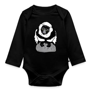 Vari noir et blanc (Lémurien) - Body Bébé bio manches longues - noir - Devant