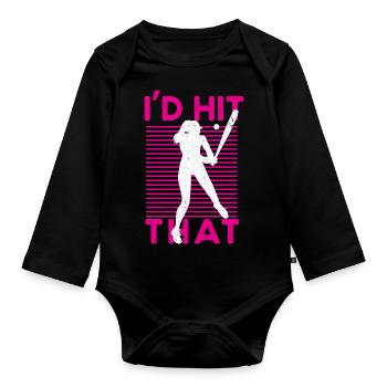 Baseball Baseball Bat Baseball Player - Organic Longsleeve Baby Bodysuit - black - Front