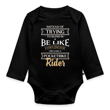 Moto Cross Motocycliste Fils - Body Bébé bio manches longues - noir - Devant
