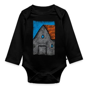 House - Organic Longsleeve Baby Bodysuit - black - Front