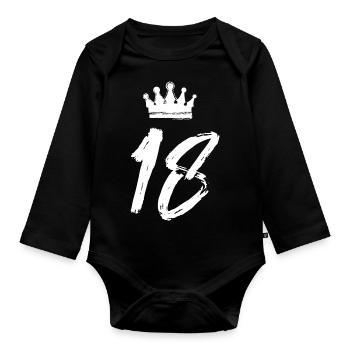 18 Zahl Krone - Baby Bio-Langarm-Body - Schwarz - Vorne