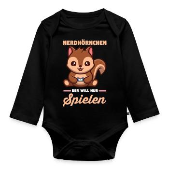 Erdmännchen - Baby Bio-Langarm-Body - Schwarz - Vorne