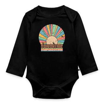 Retro Sunshine Rainbow Summer Vacation Travel Gift - Organic Longsleeve Baby Bodysuit - black - Front