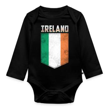 Irland Flagge Irisch - Baby Bio-Langarm-Body - Schwarz - Vorne