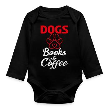 Dog books and - Organic Longsleeve Baby Bodysuit - black - Front