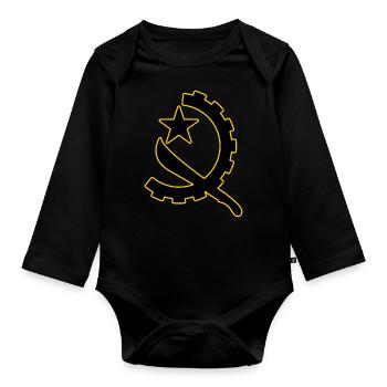 Angola Symbol - Baby Bio-Langarm-Body - Schwarz - Vorne