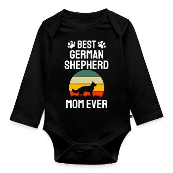 Best Dogs Mom Mother's Day German Shepherd - Organic Longsleeve Baby Bodysuit - black - Front