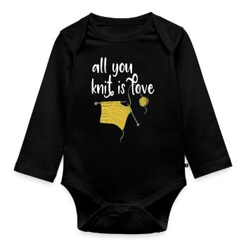 Stricken Sie alles, was Sie stricken ist Liebe - Baby Bio-Langarm-Body - Schwarz - Vorne
