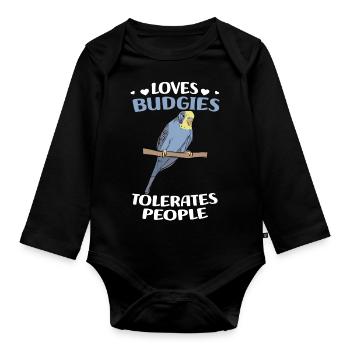 Budgerigar Gifts | Pet Bird Lovers - Organic Longsleeve Baby Bodysuit - black - Front