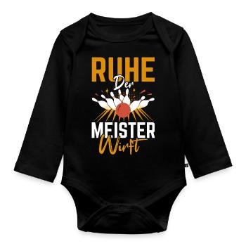 Kegeln Kegler Ruhe der Meister wirft - Baby Bio-Langarm-Body - Schwarz - Vorne