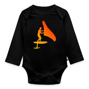 foilwing men wingsurf hydrofoil wingfoil - Organic Longsleeve Baby Bodysuit - black - Front