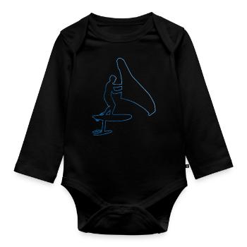 foilwing wingfoil hydrofoil wingsurf Damen - Baby Bio-Langarm-Body - Schwarz - Vorne