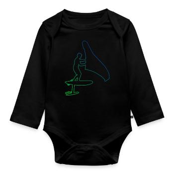 foilwing wingsurf men hydrofoil wingsurfing - Organic Longsleeve Baby Bodysuit - black - Front