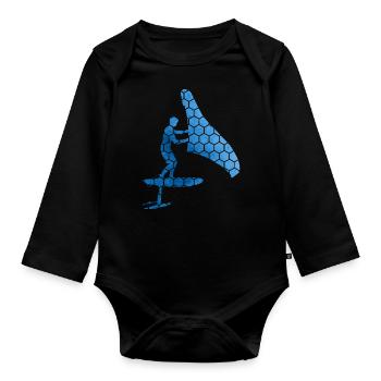 hydrofoil wingsurf foilwing Men Women wingsurfe - Organic Longsleeve Baby Bodysuit - black - Front
