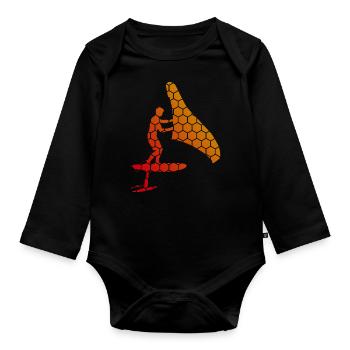 Men's Women hydrofoil wingsurfing wingsurf - Organic Longsleeve Baby Bodysuit - black - Front