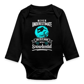 Snowboarding Urlaub Skihütte Freestyle - Baby Bio-Langarm-Body - Schwarz - Vorne