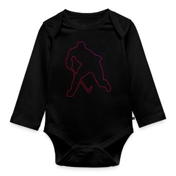 Joueuse de hockey sur glace féminin Jeux de hockey sur glace - Body Bébé bio manches longues - noir - Devant