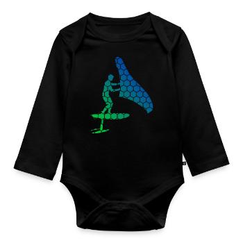 wingfoil Women wingsurf Men hydrofoil wingsurfe - Organic Longsleeve Baby Bodysuit - black - Front