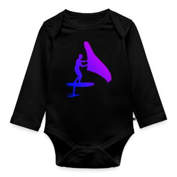 Damen wingsurf foilwing wingsurfen hydrofoil - Baby Bio-Langarm-Body - Schwarz - Vorne