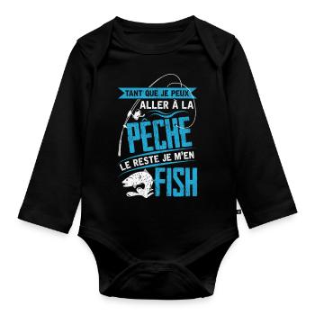 Que Je Peux Aller À La Pêche Le Reste Je M'en Fish - Body Bébé bio manches longues - noir - Devant
