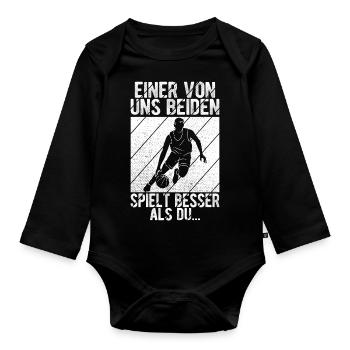 Basketball Spruch Coach Jordan Geschenk für Basket - Baby Bio-Langarm-Body - Schwarz - Vorne